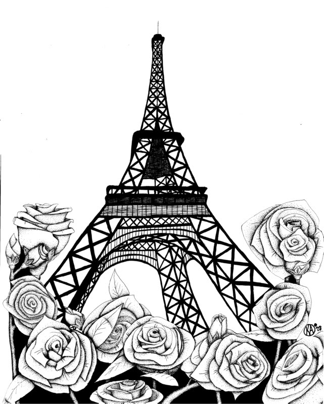 641x800 Simple Pen And Ink Drawings Ink Drawing Of The Eiffel Tower
