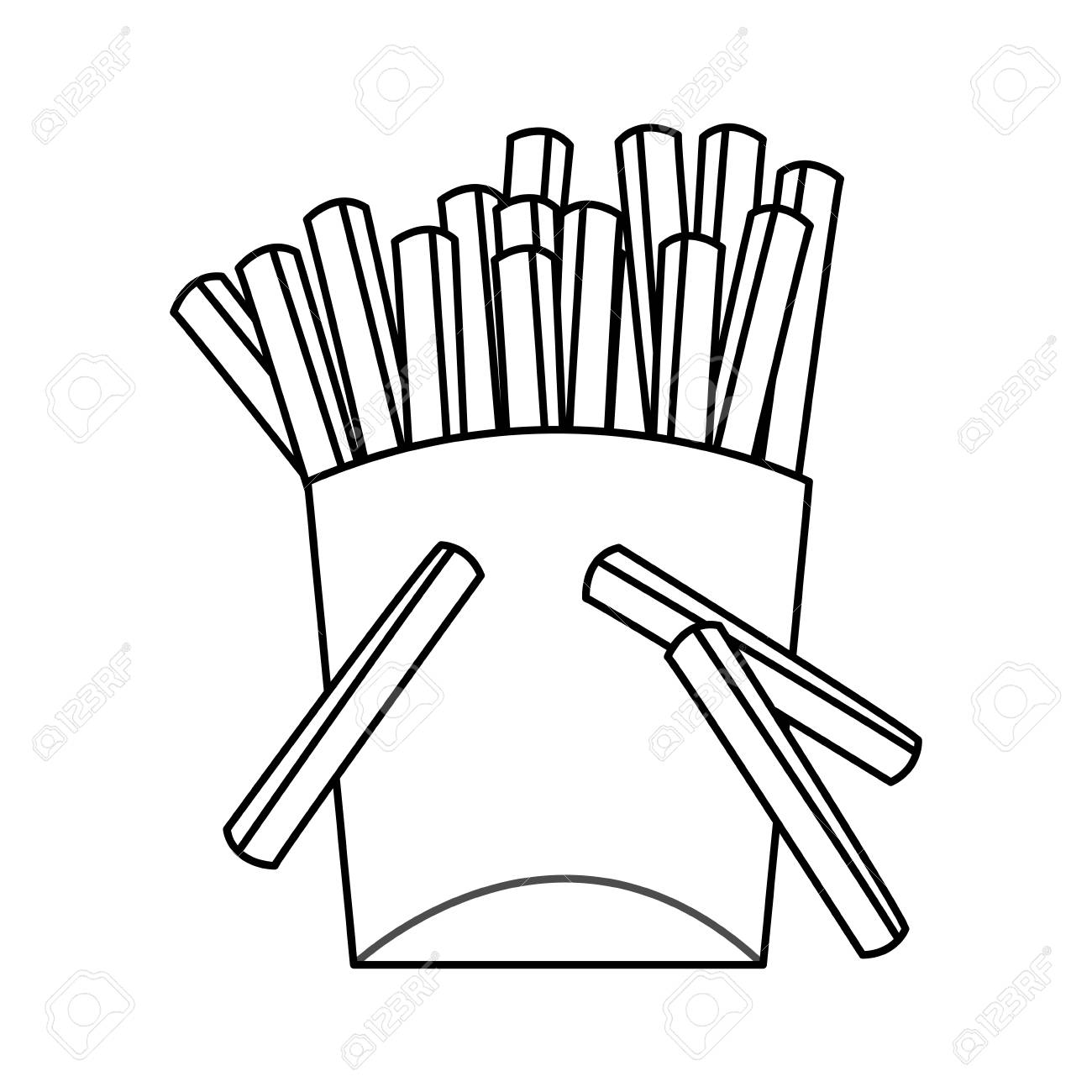 1300x1300 French Fries Fast Food Icon Image Vector Illustration Design