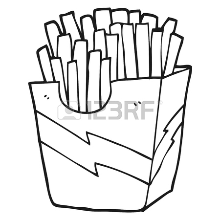 450x450 Freehand Drawn Black And White Cartoon French Fries Royalty Free