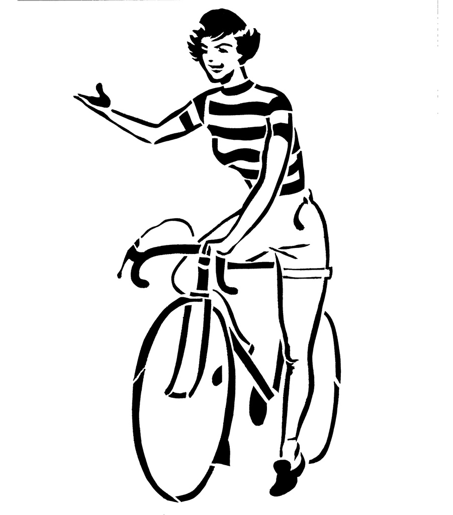 901x1024 French Woman Riding A Road Bike Stencil Print
