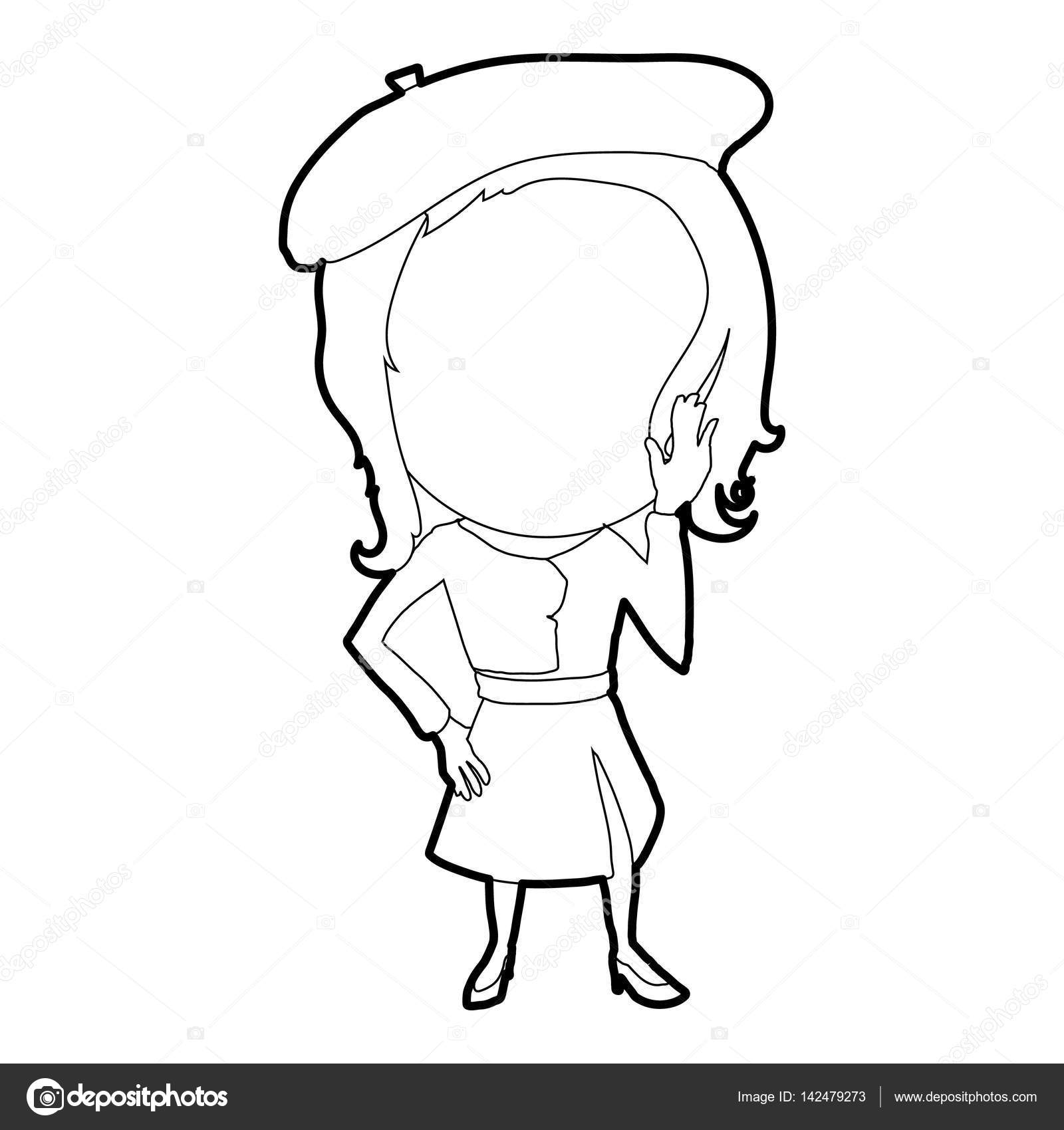 1600x1700 French Girl Icon, Outline Style Stock Vector Ylivdesign