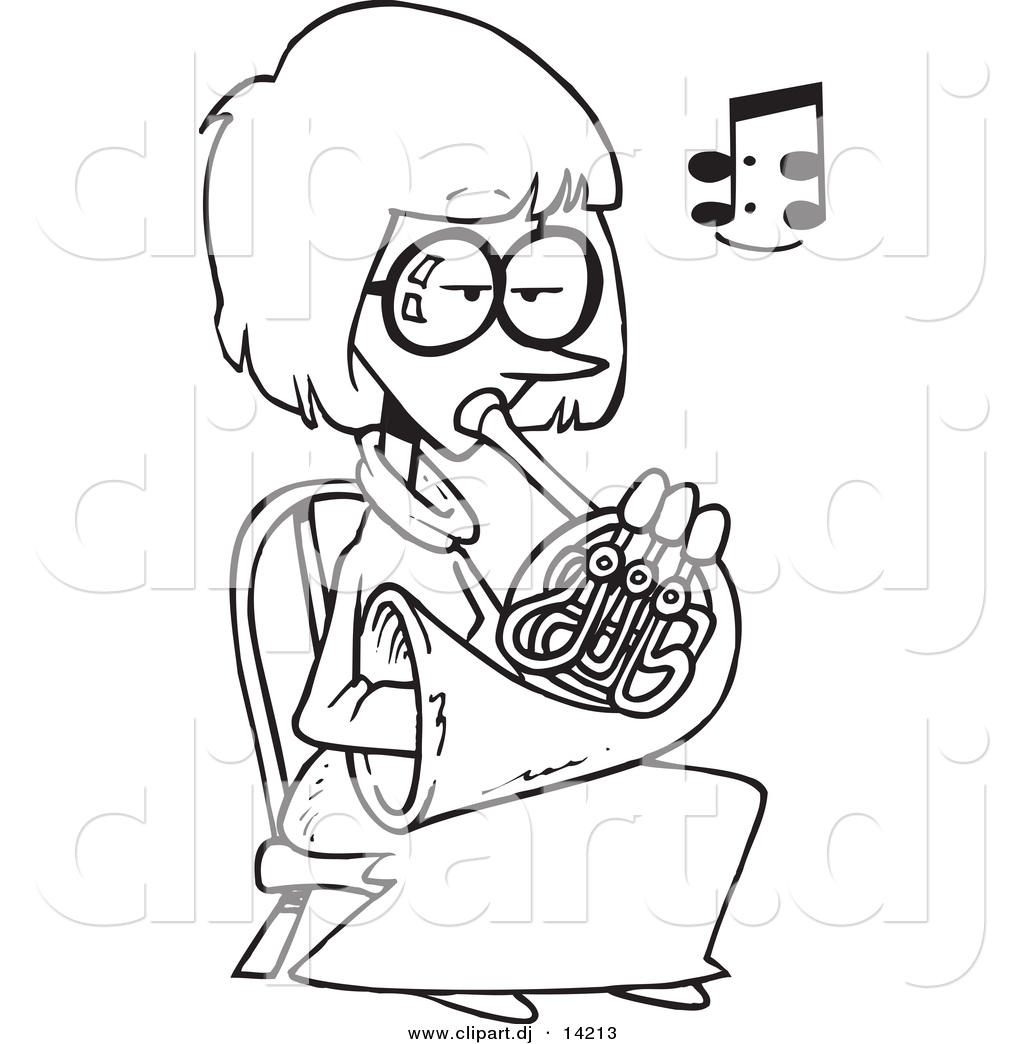 1024x1044 Vector Of Cartoon Girl Playing A French Horn