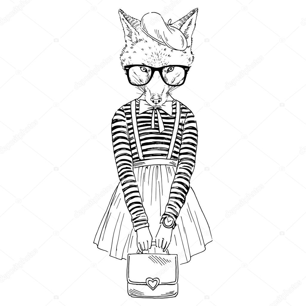 1024x1024 Dressed Up Foxy Girl Stock Vector Olga.angelloz