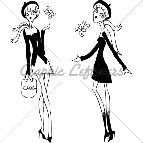 500x500 Fashion Woman Icon Doodley Tattoo Girls French Style Gl Stock Images