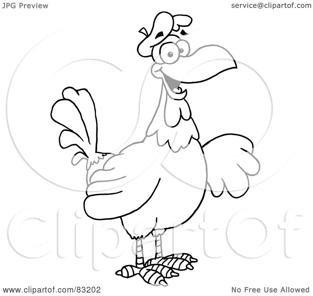 1080x1024 Royalty Free (Rf) Clipart Illustration Of An Outlined French Hen
