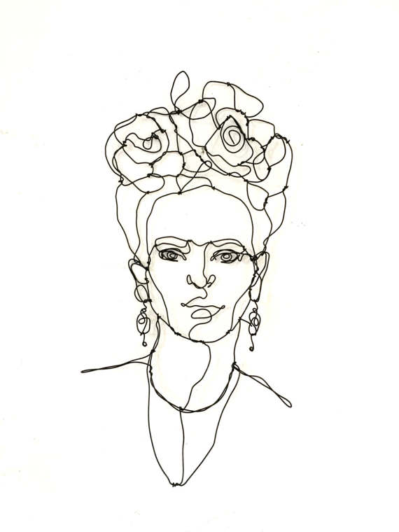 570x760 Frida Kahlo Wire Sculpture Portrait Home Decor Wire Wall