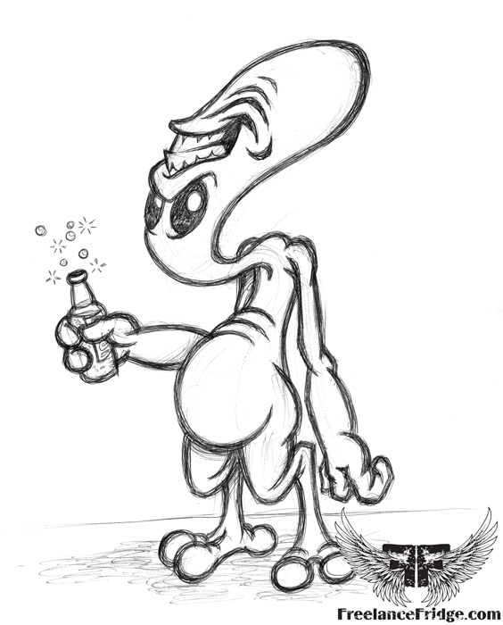 564x700 Happy Cartoon Alien Freelance Fridge Illustration Amp Character