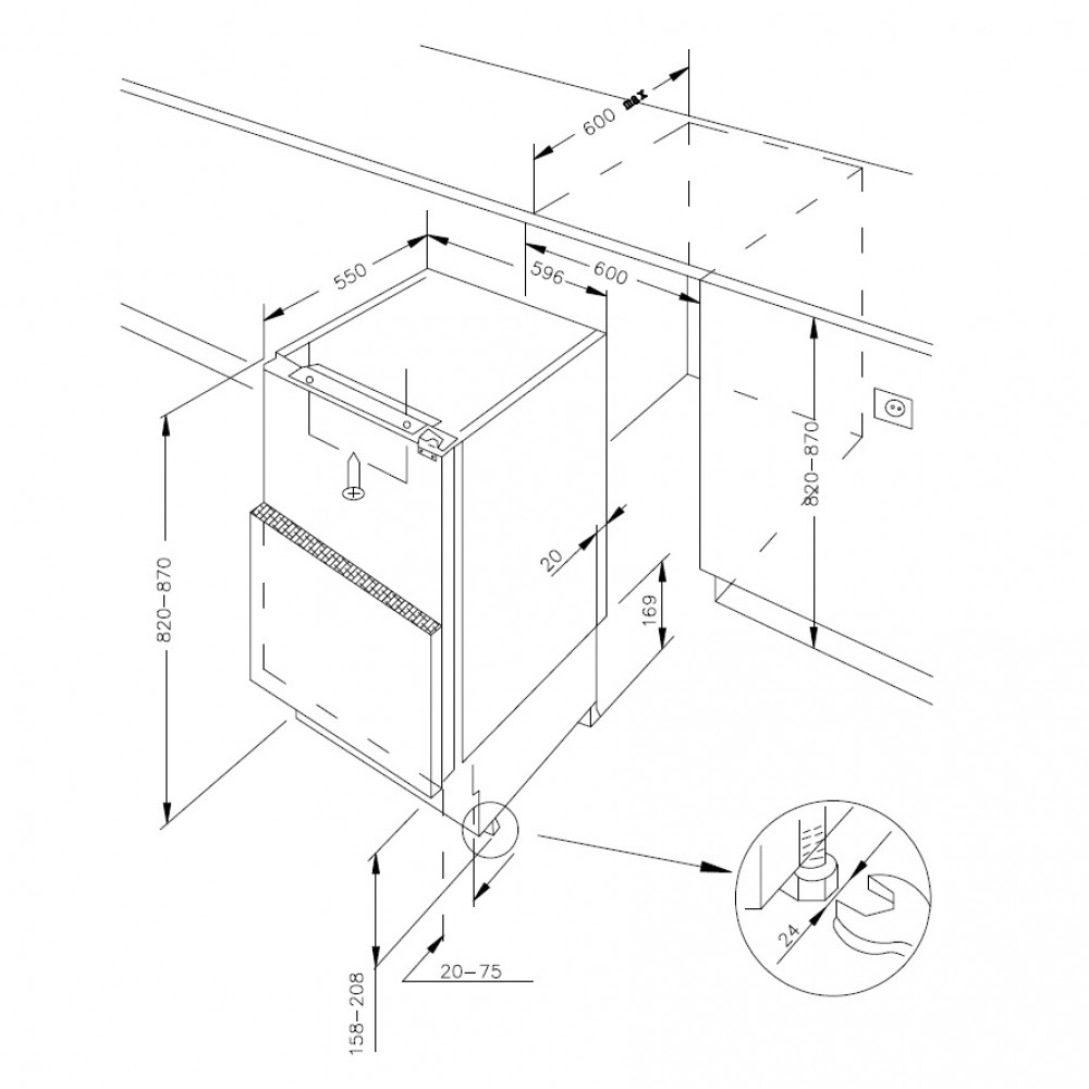 1000x1000 Cookology Cbuib600 60cm Integrated Built Under Counter Fridge