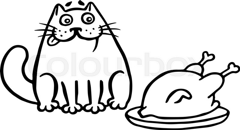 800x435 Cute Cat And Fried Chicken On The Table. Funny Cartoon Cool