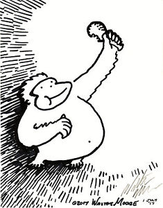 235x300 Ape Knows The Joy Of Fried Chicken. Original Signed Cartoon Art By