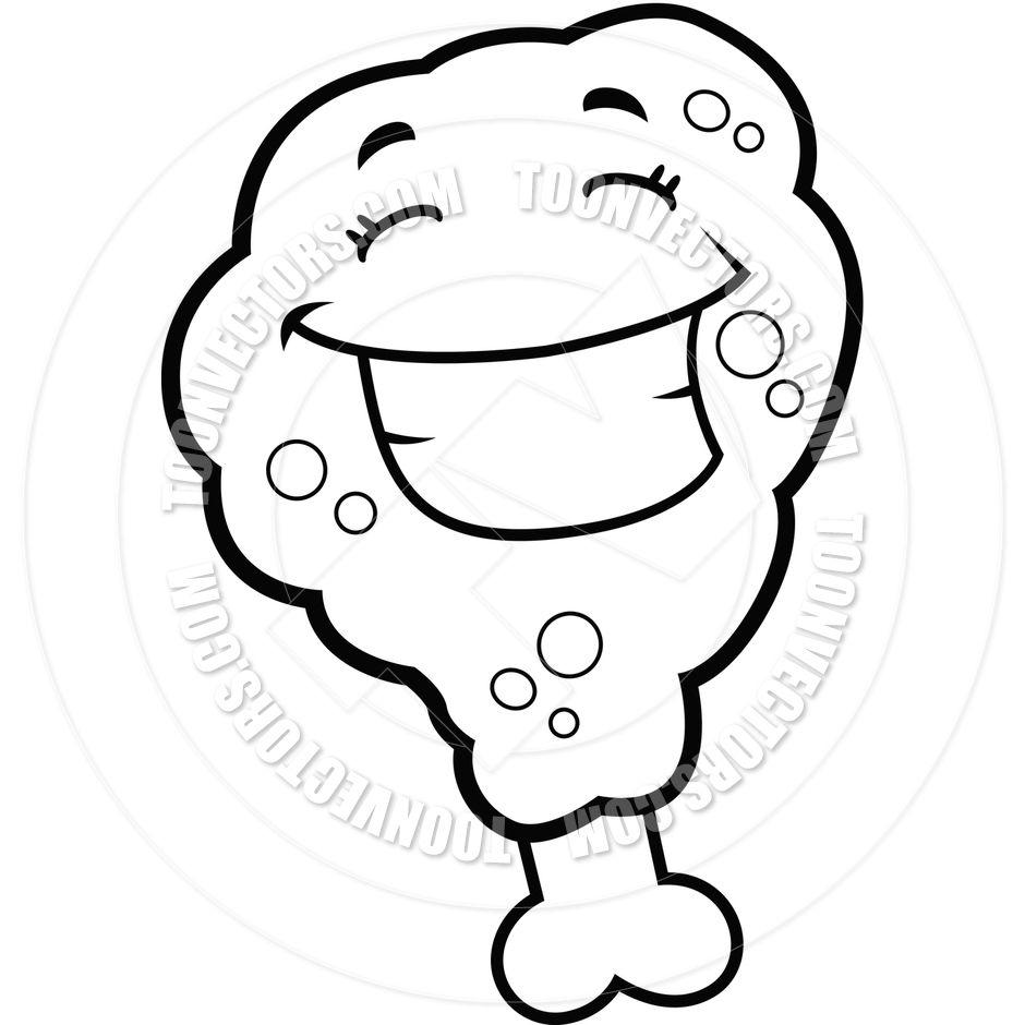 940x940 Fried Chicken Smiling (Black And White Line Art) By Cory Thoman