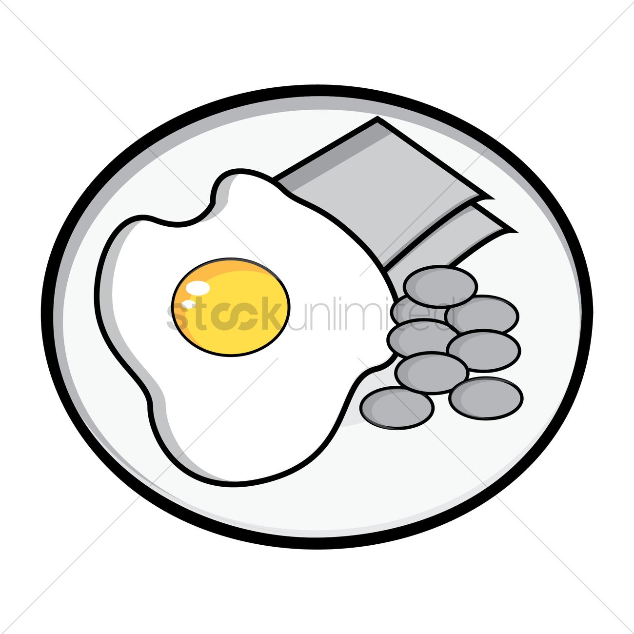1300x1300 Egg, Baked Beans And Ham Breakfast Vector Image