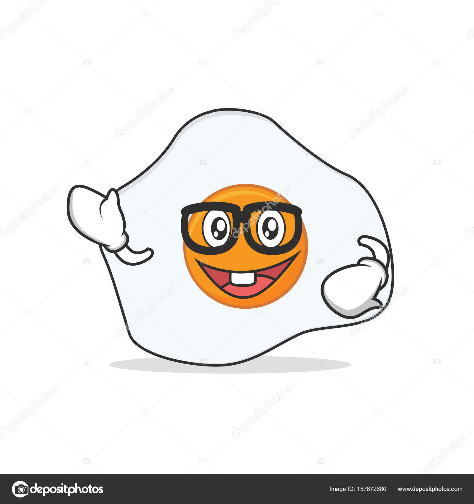 1600x1700 Geek Fried Egg Cartoon Character Stock Vector Kongvector