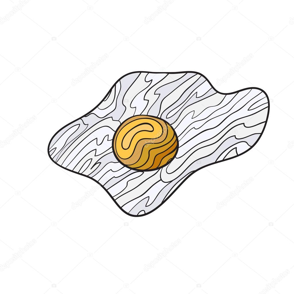 1024x1024 Vector Illustration With Fried Egg. Hand Drawn Illustration