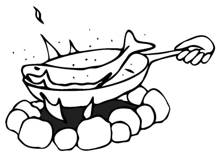 750x531 Coloring Page Pan Fried Fish