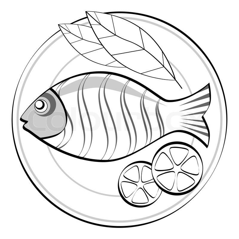 800x800 Fish On Plate Stock Vector Colourbox