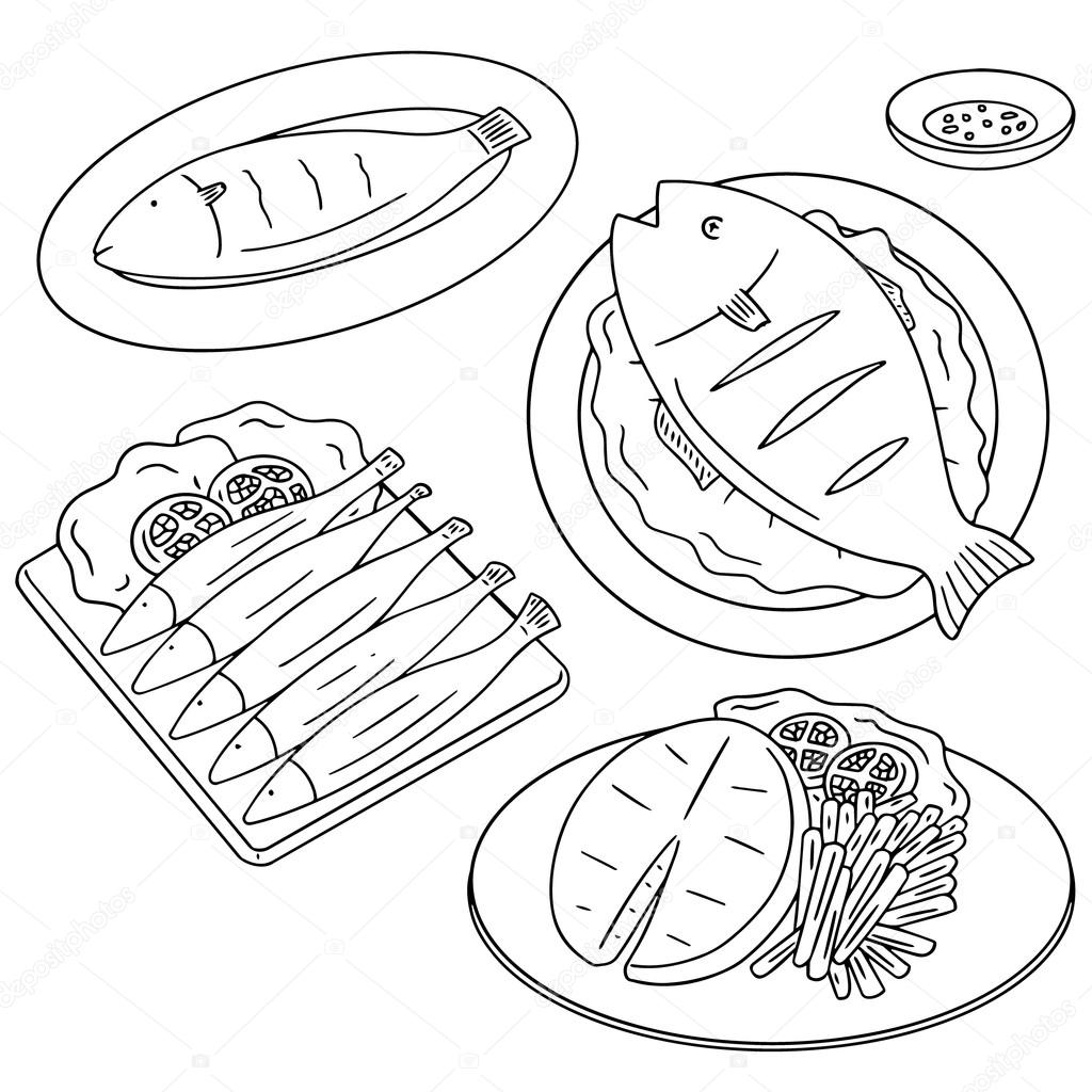 1024x1024 Vector Set Of Fried Fish Stock Vector Ourlifelooklikeballoon