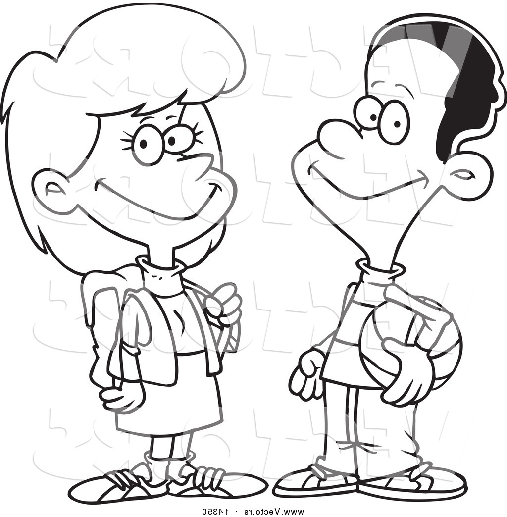 1024x1044 Outline Drawing Of Boy And Girl Vector Of A Cartoon Friendly Teen