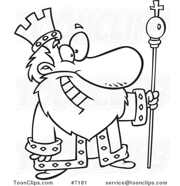 581x600 Cartoon Black And White Line Drawing Of A Friendly King