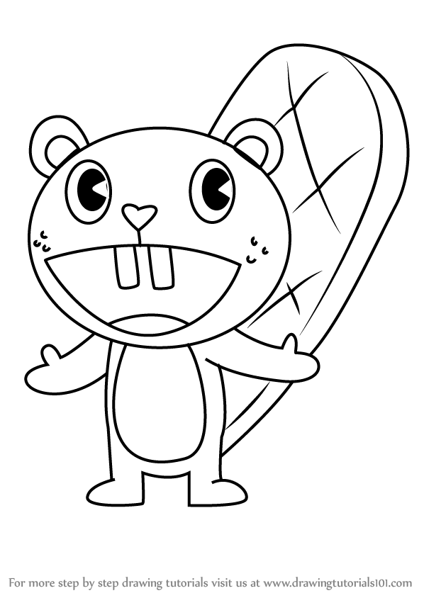 598x844 Learn How To Draw Toothy From Happy Tree Friends (Happy Tree