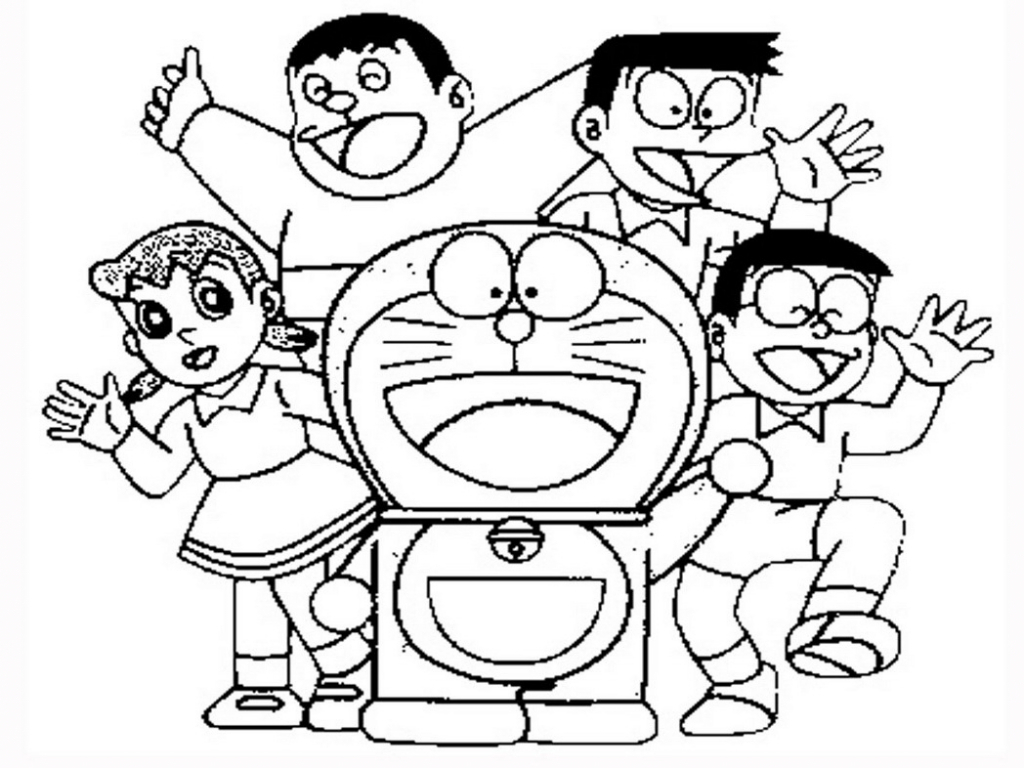 1024x768 How To Draw Doraemon And Friends Together Step By Step Drawing
