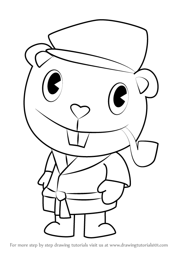 596x843 Learn How To Draw Pop From Happy Tree Friends (Happy Tree Friends