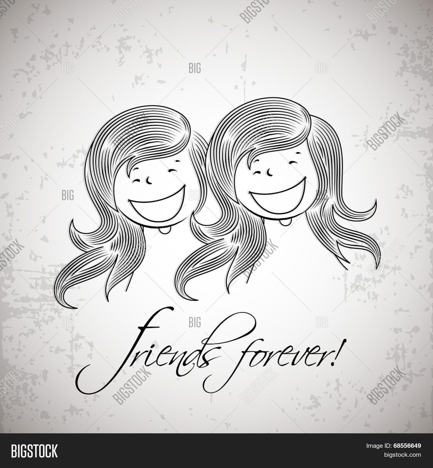 1500x1620 Pencil Sketch Cute Little Girls On Vector Amp Photo Bigstock