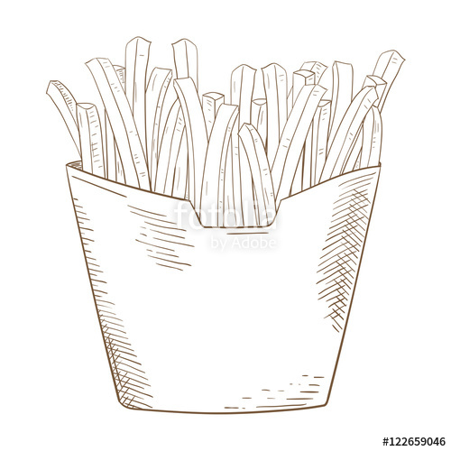 500x500 French Fries Sketch. Hand Drawn Sketch Stock Image And Royalty