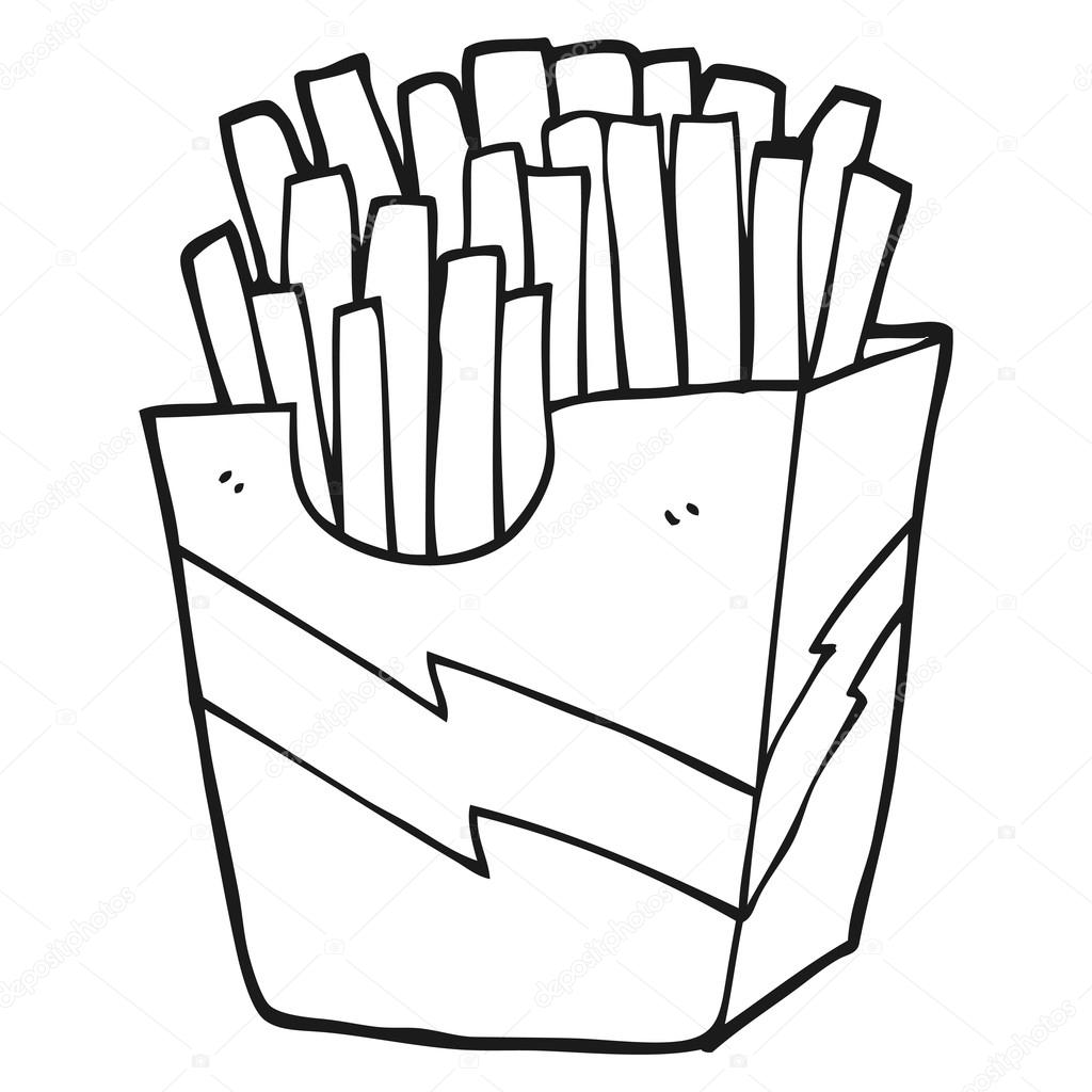 1024x1024 Black And White Cartoon French Fries Stock Vector