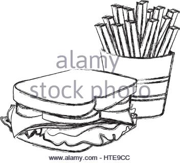 352x320 French Fries Sketch Stock Vector Art Amp Illustration, Vector Image