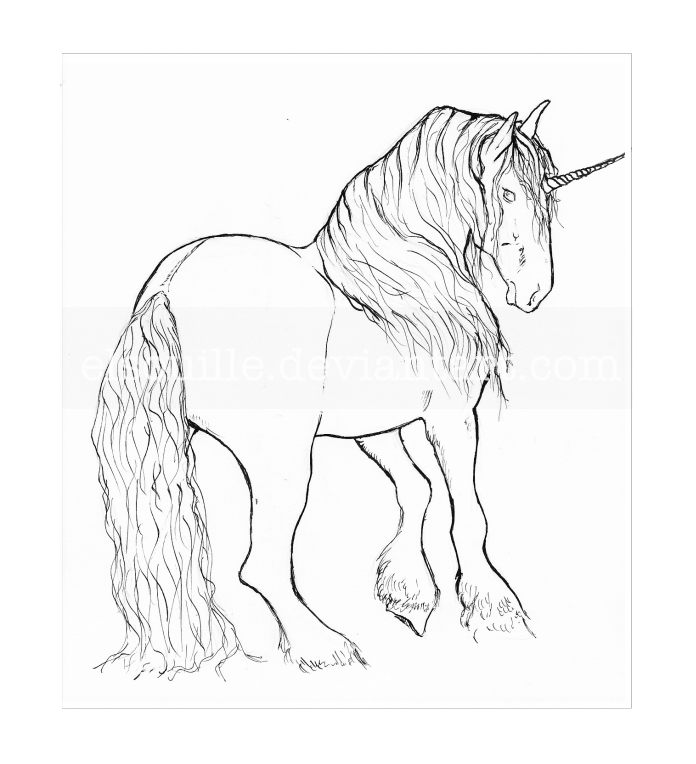 696x764 Friesian Ink Unicorn By Elsouille