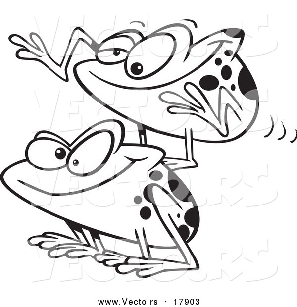 600x620 Vector Of A Cartoon Black And White Outline Design Of Frogs