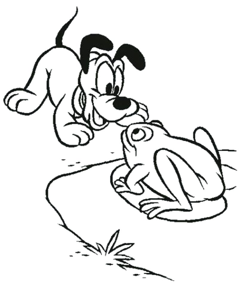 810x945 Entertaining Pluto Coloring Pages Kids Seeing A Frog Cartoon
