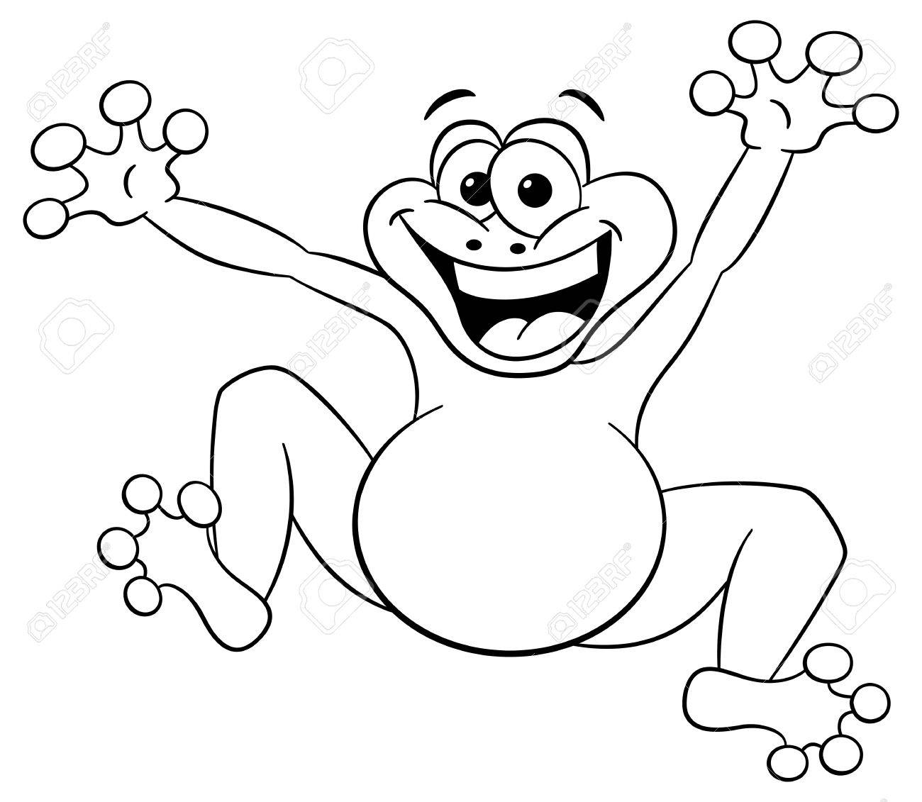 1300x1131 Vector Illustration Of A Jumping Cartoon Frog Isolated On White