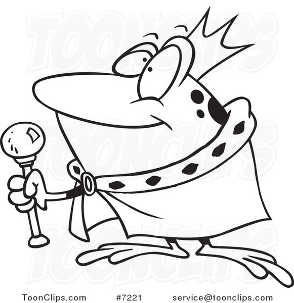 581x600 Cartoon Black And White Line Drawing Of A King Frog
