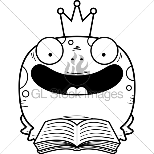 500x500 Cartoon Frog Prince Reading Gl Stock Images