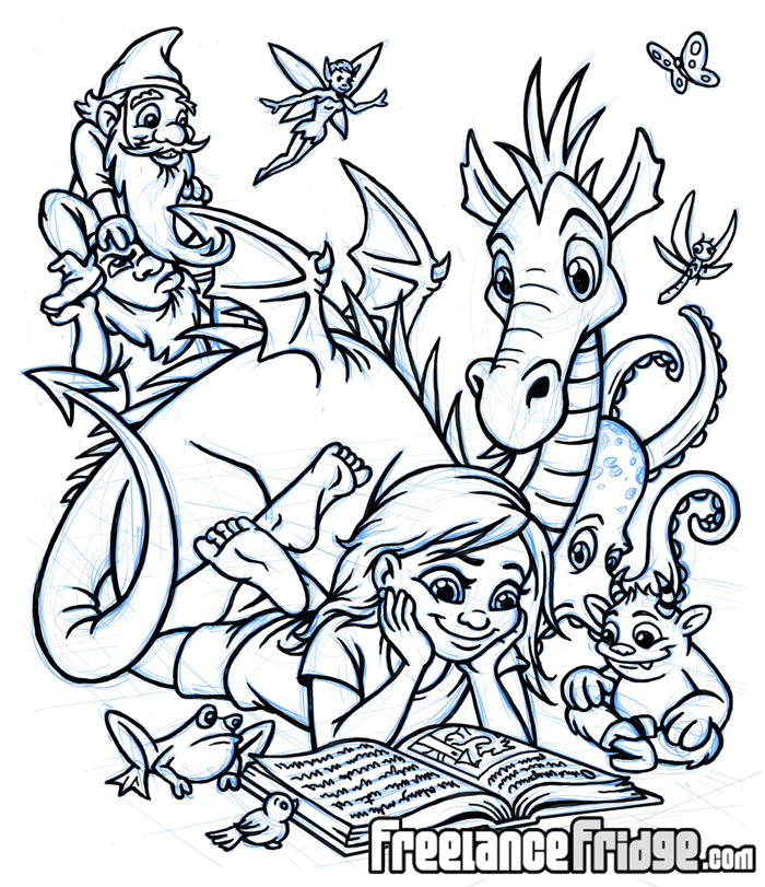 700x811 Young Girl With Imaginative Fantasy Creatures Freelance Fridge