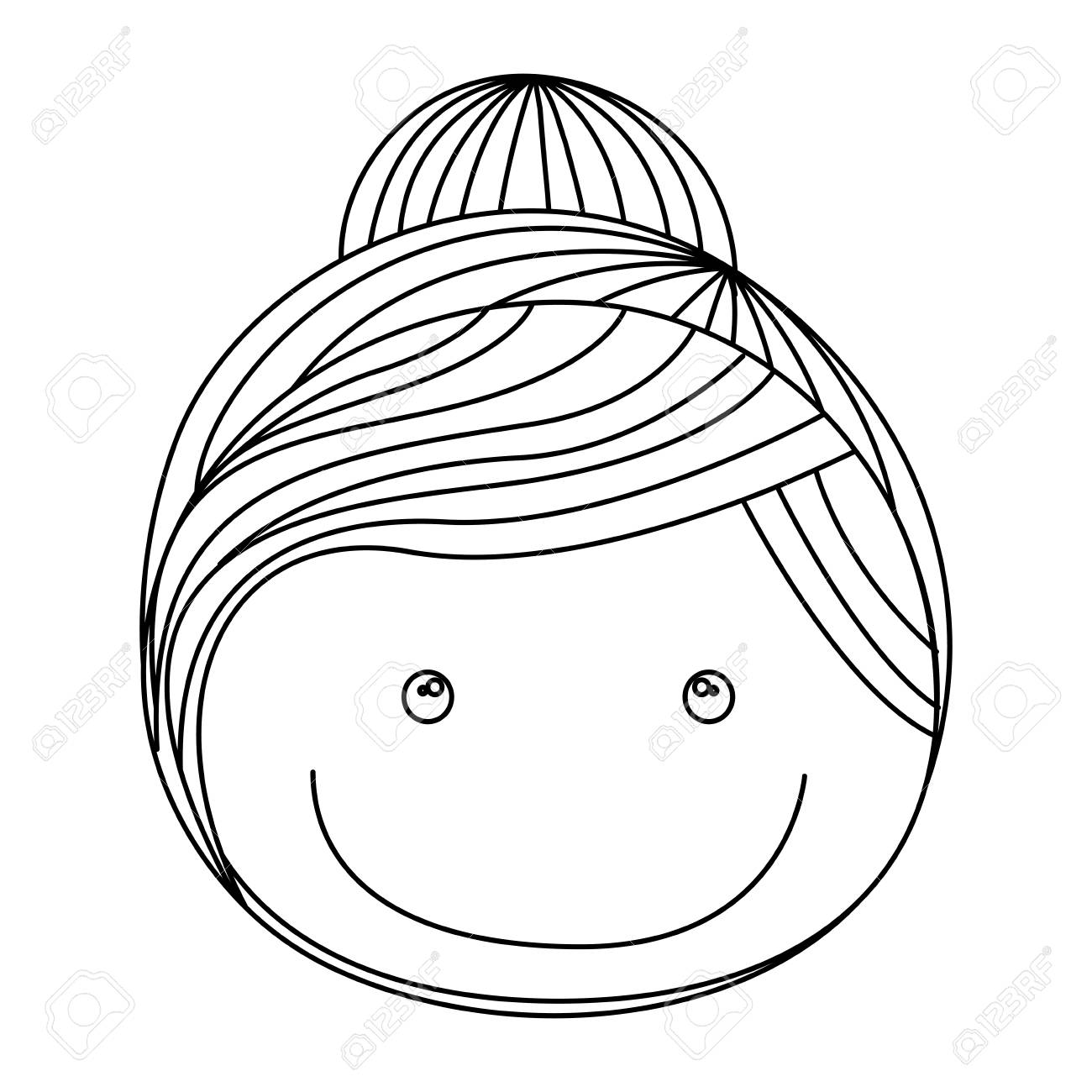 1300x1300 Silhouette Caricature Front Face Girl With Collected Hair Vector