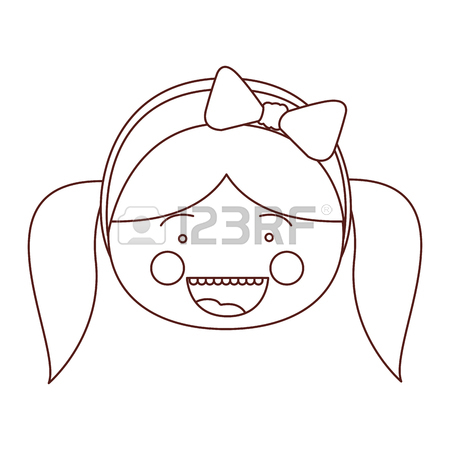 450x450 Sketch Contour Smile Expression Cartoon Front Face Girl