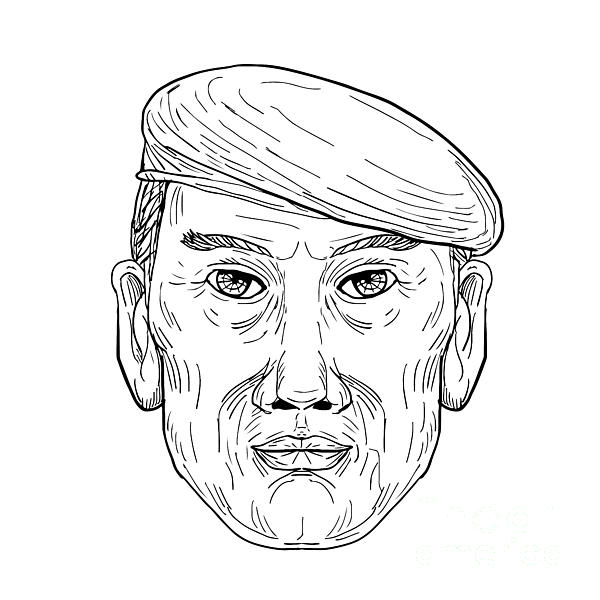 600x600 Soldier Wearing Beret Front Drawing Digital Art By Aloysius Patrimonio