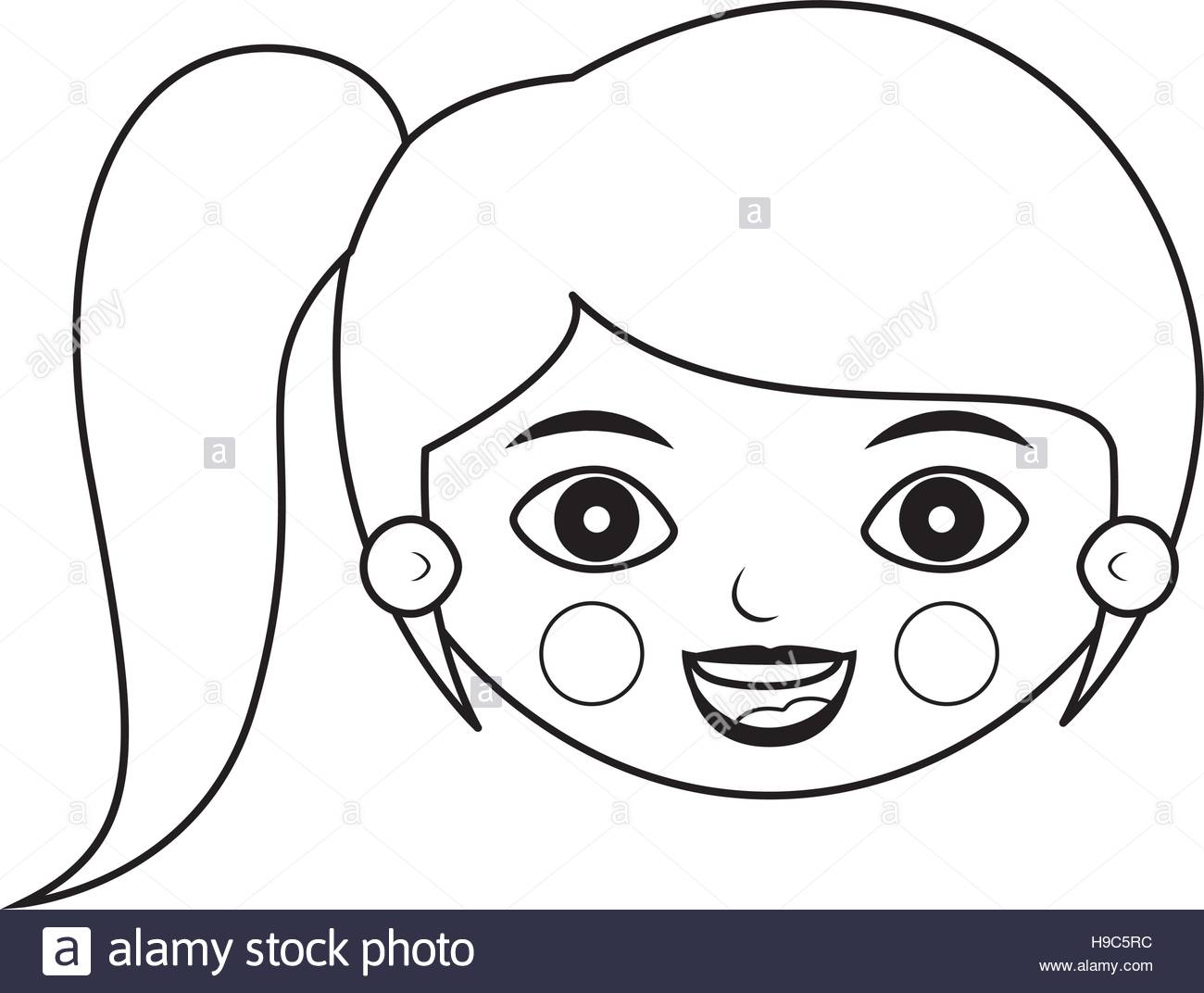 1300x1072 Front Face Girl Silhouette With Side Ponytail Vector Illustration