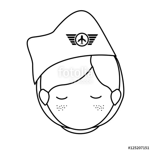 500x500 Silhouette Front Face Woman Flight Attendant Vector Illustration