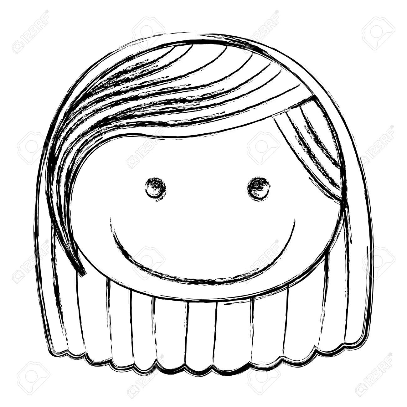 1300x1300 Blurred Silhouette Caricature Front Face Girl With Short Hair