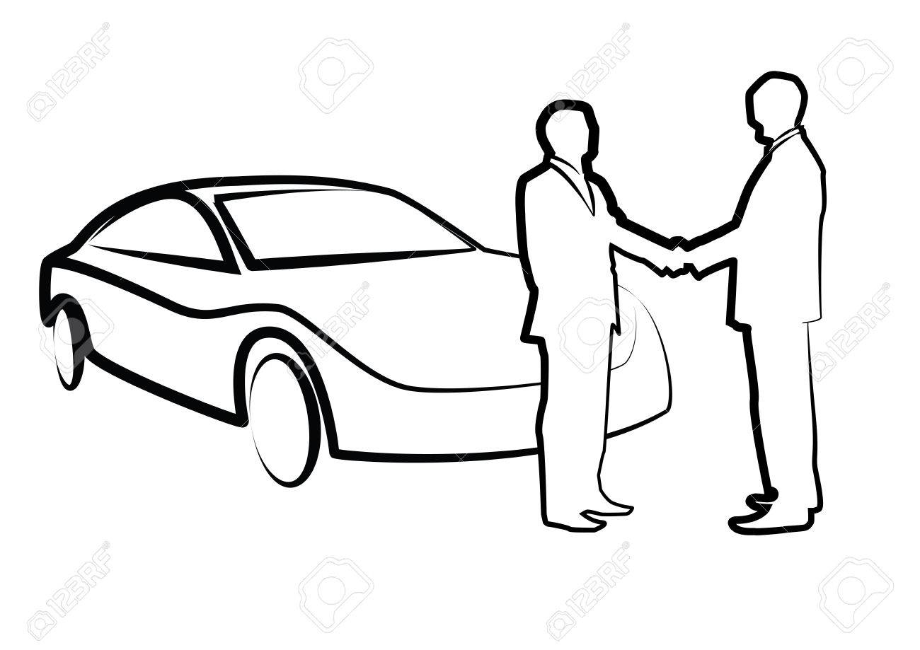 1300x919 Two Businessmen Shaking Hands In Front Of A Car