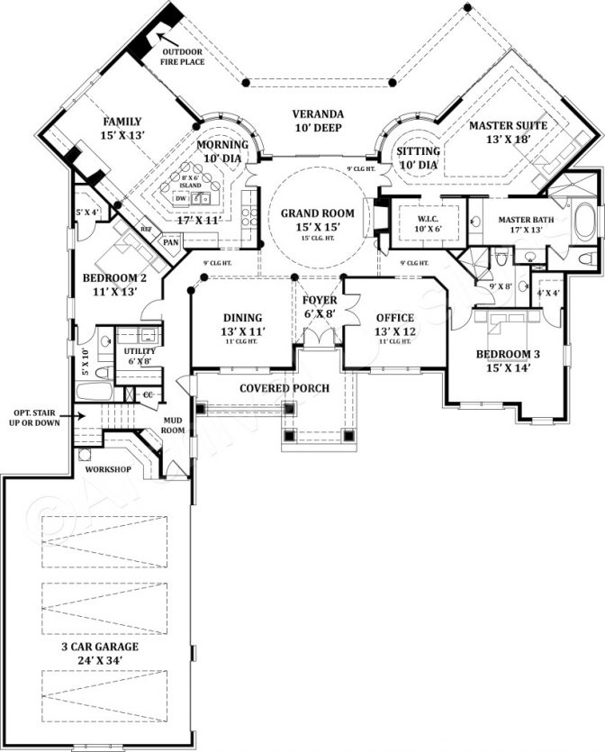 672x835 Ranch House Plans Heartview 50 015 Associated Designs With Front