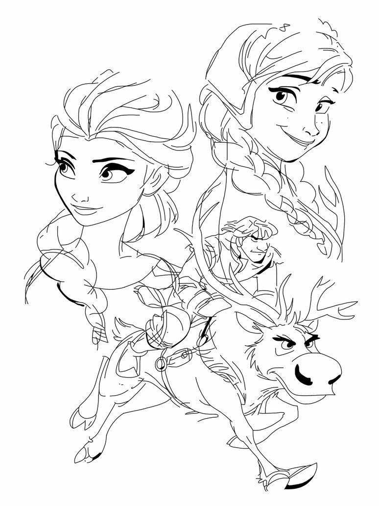 774x1032 Anna, Elsa, Kristoff And Sven By Spartandragon12 Disney Coloring