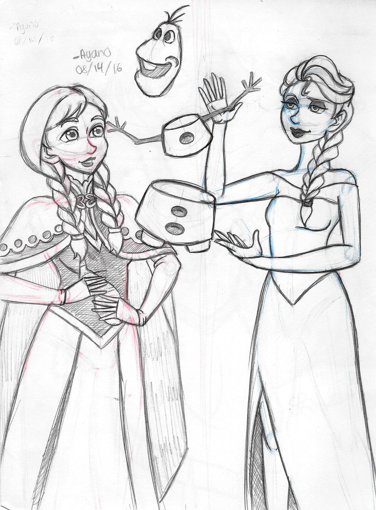 768x1041 Anna, Olaf And Elsa (Frozen Fan Art Sketch) By Nekonorales