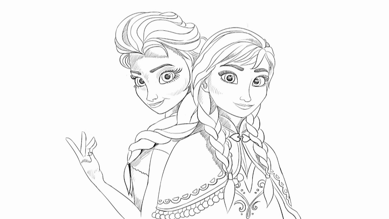 1280x720 Anna And Elsa Drawing How To Draw Anna And Elsa From Frozen