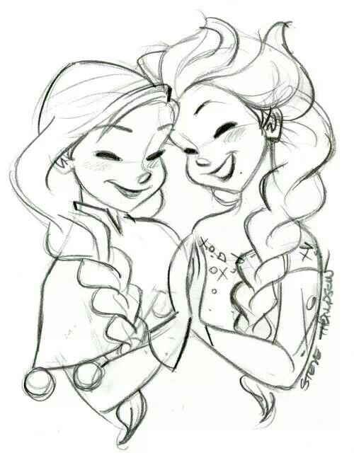 500x650 Elsa And Anna Drawing