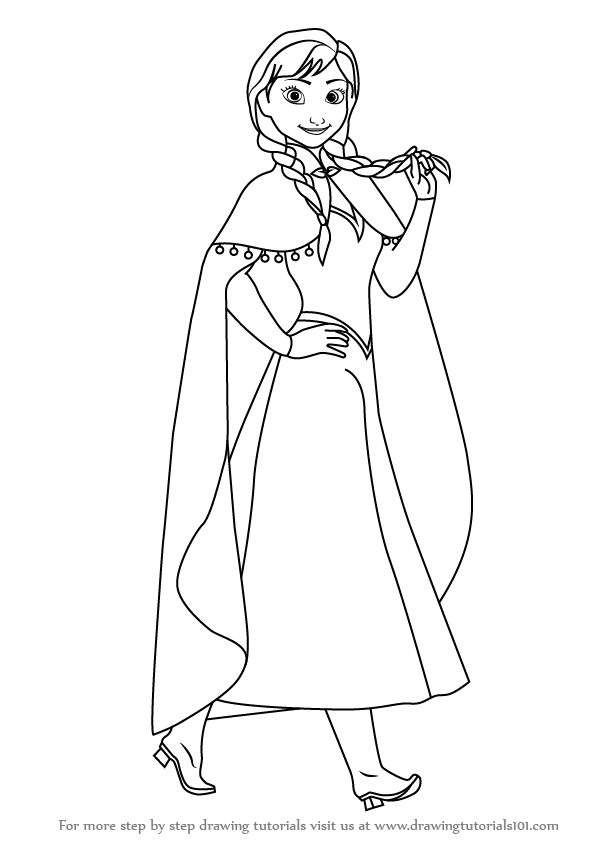 596x843 Learn How To Draw Anna From Frozen (Frozen) Step By Step Drawing